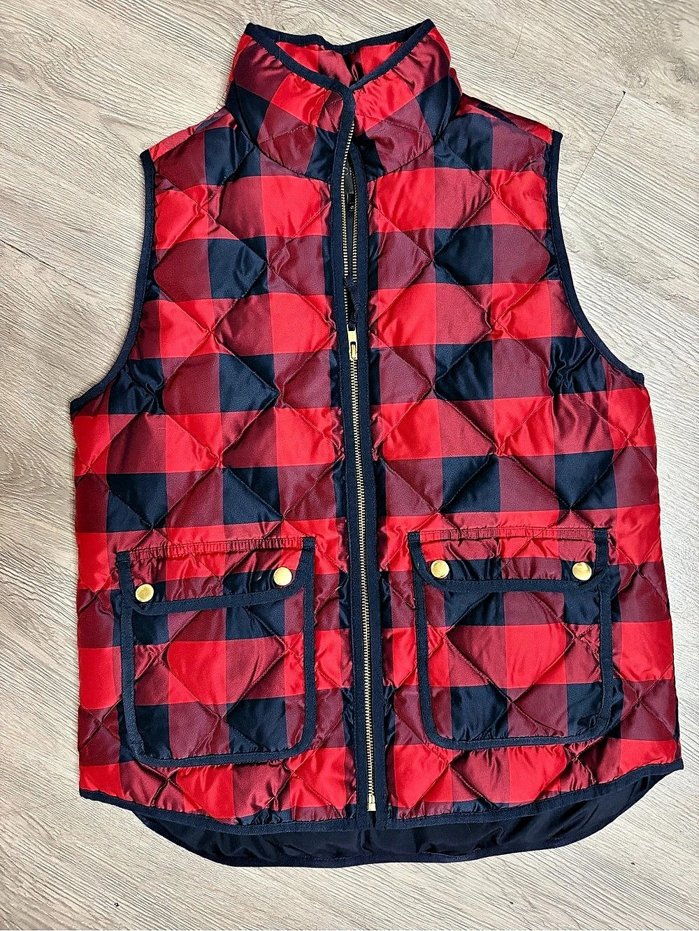 J.Crew Excursion Quilted Down Puffer Vest in Buffalo Check